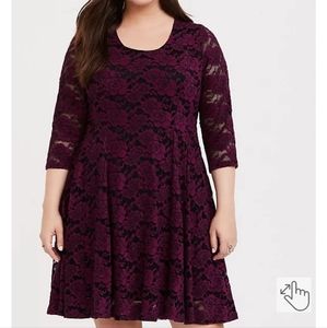 Velvet burgundy 3/4th sleeve dress